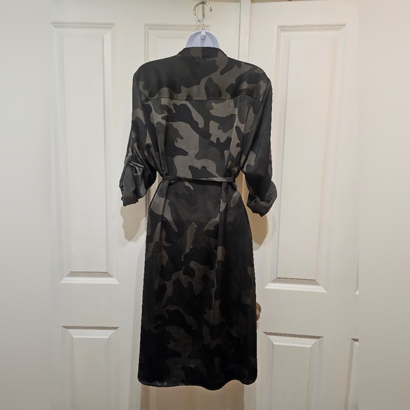 PETITE - ​White House Black Market Camo Utility Shirt Dress Olive Green - Picture 7 of 7